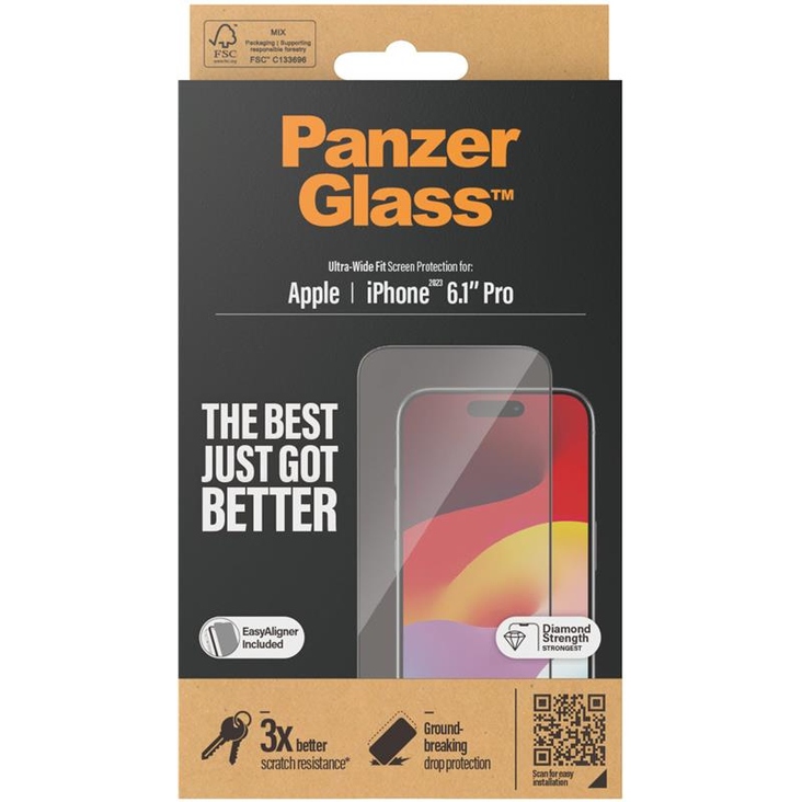PanzerGlass UltraWide Fit Glass Screen Protector iPhone 15 Pro