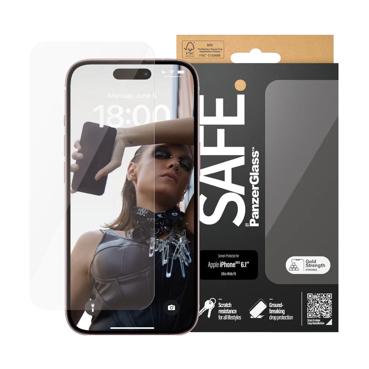 SAFE by Panzer: Glass Fit Screen Protector for iPhone 15