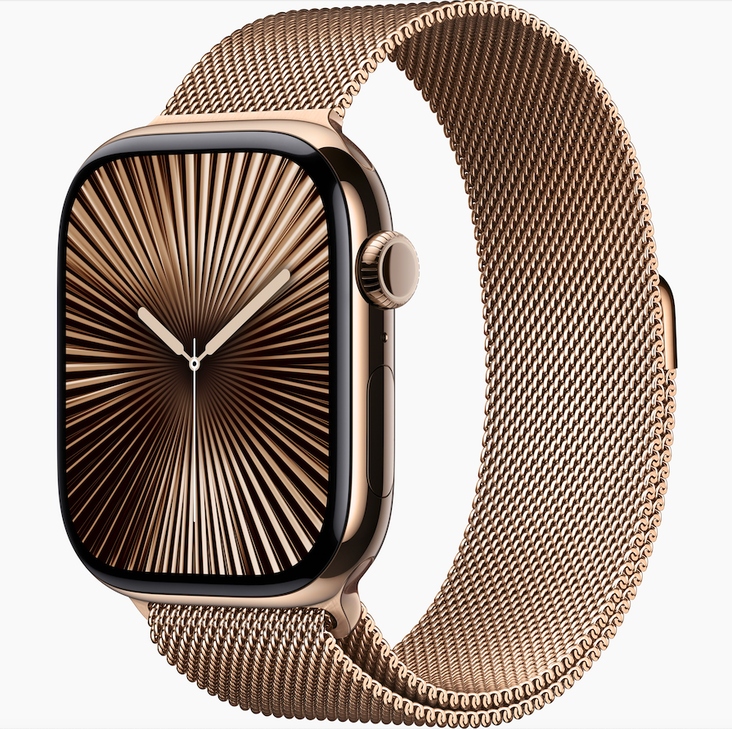 Watch Series 10 46mm CEL Gold Titanium Case Gold Stainless Steel Milanese Loop (S/M)