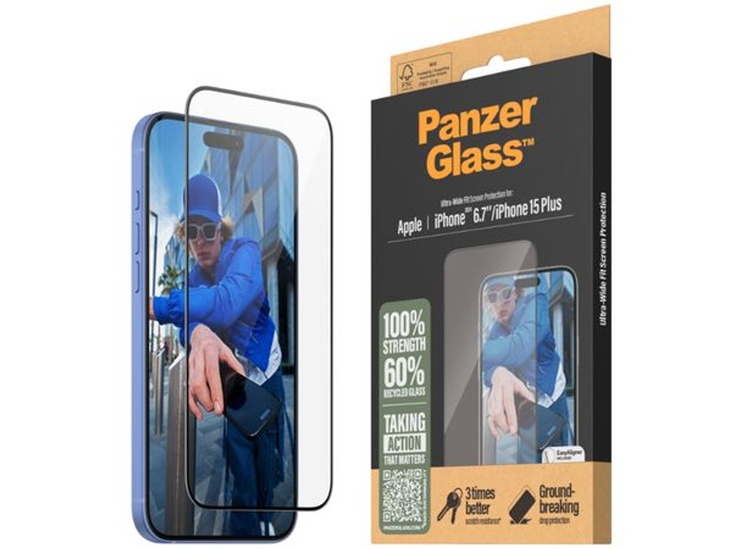 PanzerGlass Ultra-Wide iPhone 16 Plus/15 Plus Glass Screen Protector