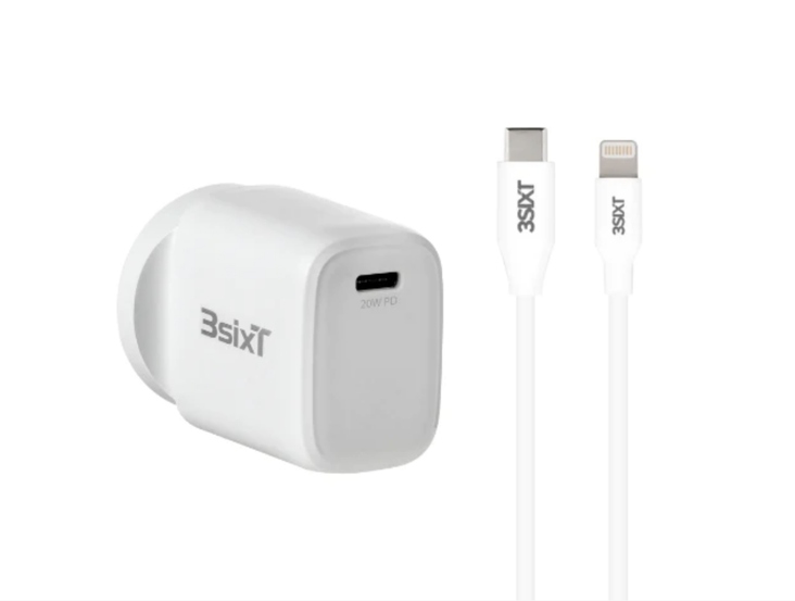 3SIXT WALL CHARGER ANZ 20W USB-C PD + USB-C TO LIGHTNING CABLE