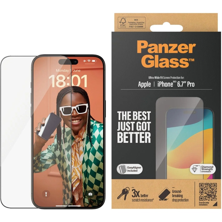 PanzerGlass UltraWide Fit Glass Screen Protector iPhone 15 Pro Max