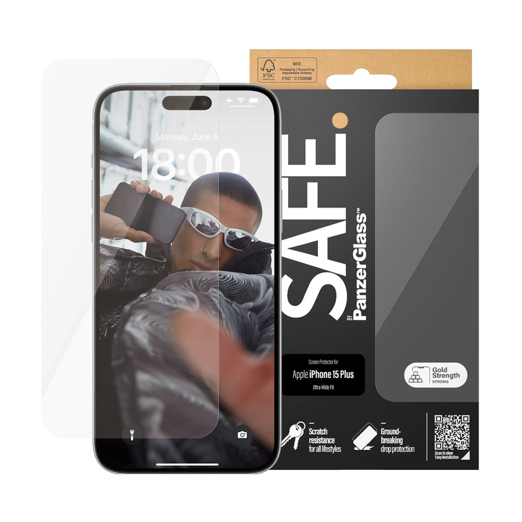 SAFE by Panzer: UltraWide Fit Screen Protector for iPhone 15 Plus