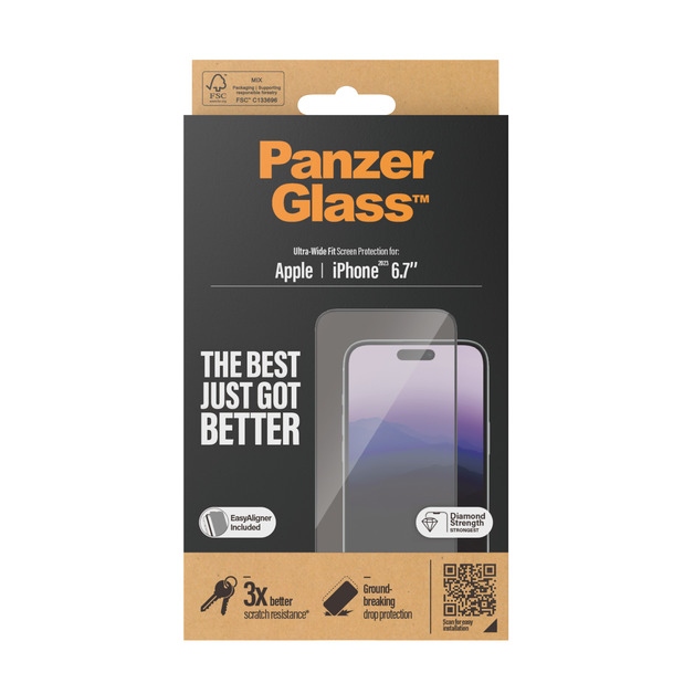 PanzerGlass UltraWide Fit Glass Screen Protector iPhone 15 Plus