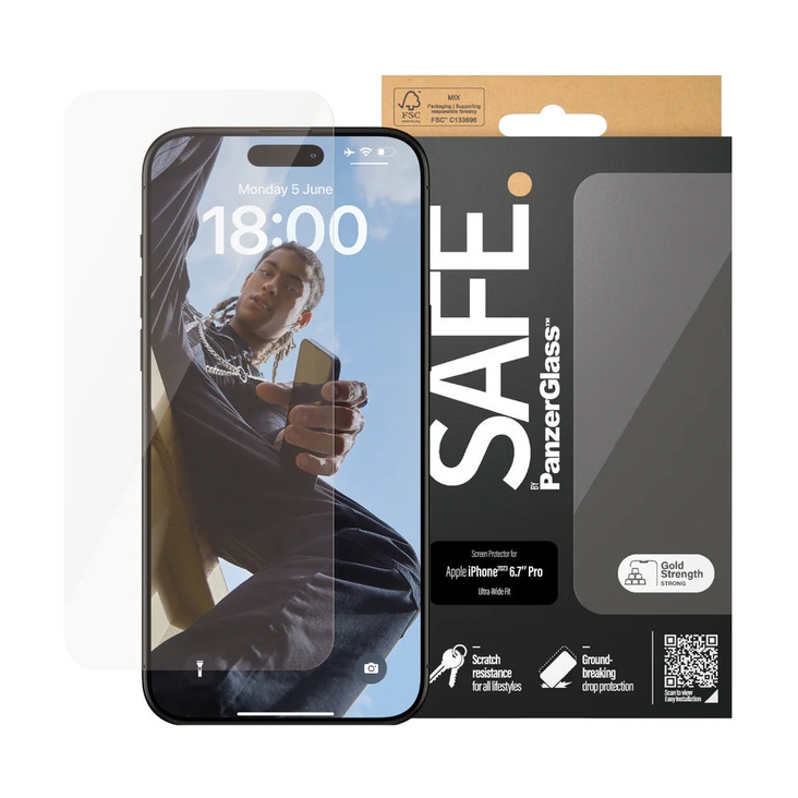 SAFE by Panzer: Glass Fit Screen Protector for iPhone 15 Pro Max