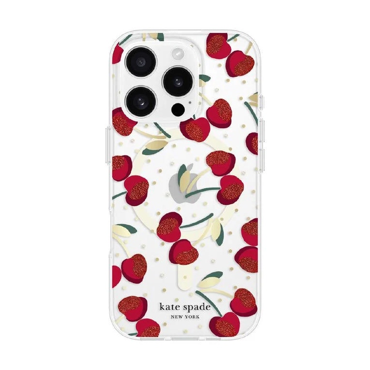 Kate Spade Protective MagSafe Case for iPhone 16 Pro - Cherry Dots