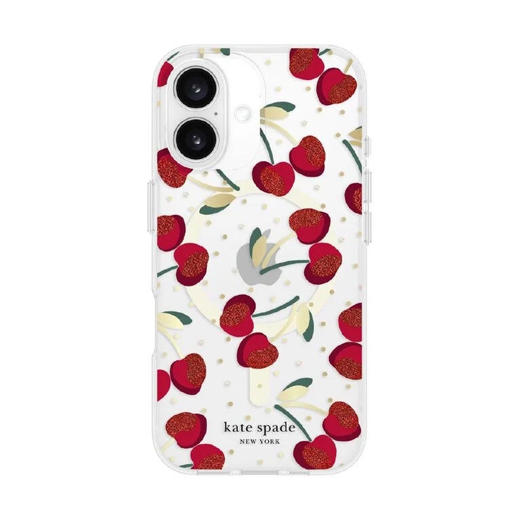 Kate Spade Protective MagSafe Case for iPhone 16 - Cherry Dots